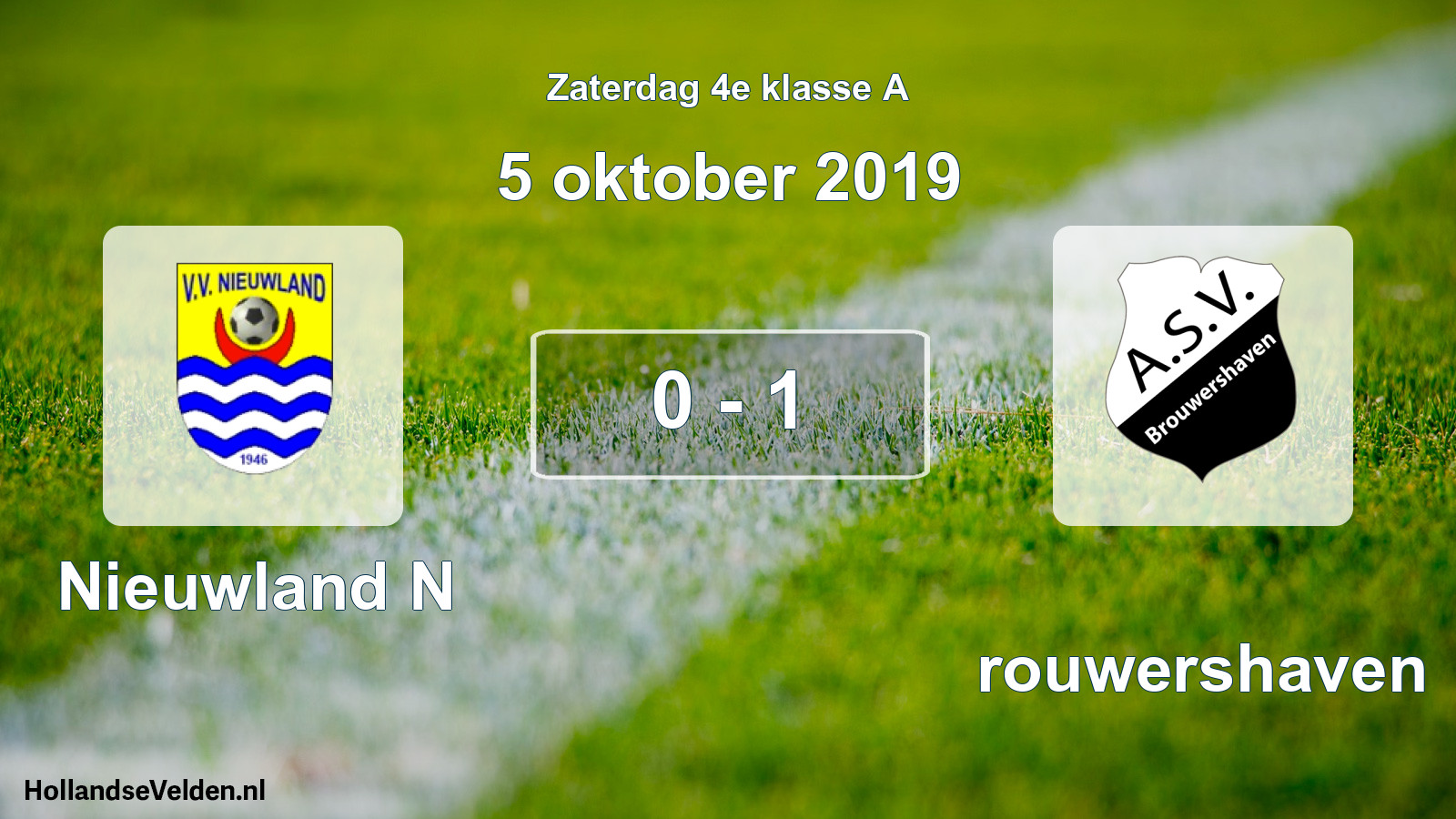Total number of matches played: Nieuwland N - Brouwershaven 0 - 1 (5 October 2019)