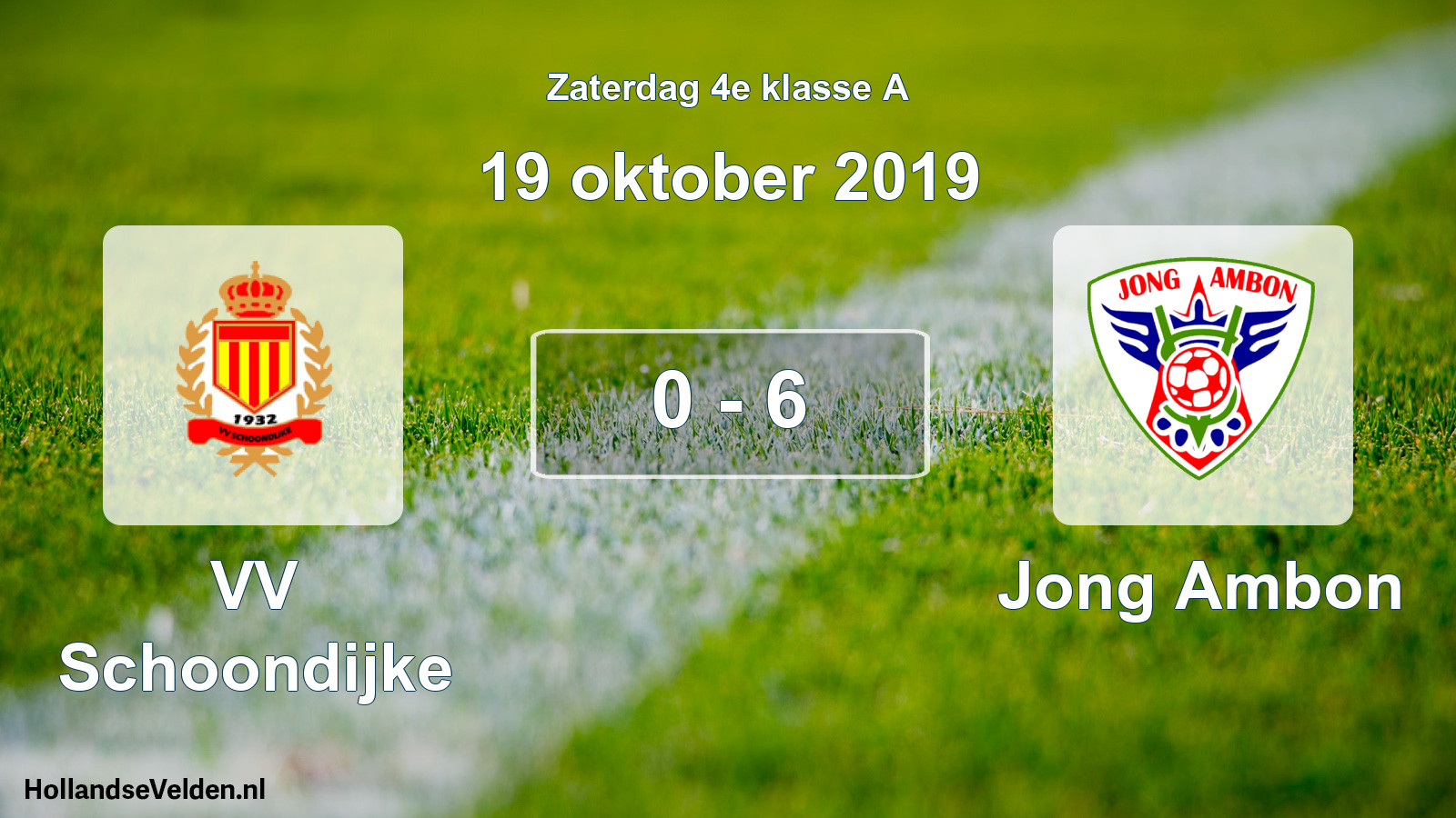 Total number of matches played: VV Schoondijke - Jong Ambon 0 - 6 (19 October 2019)