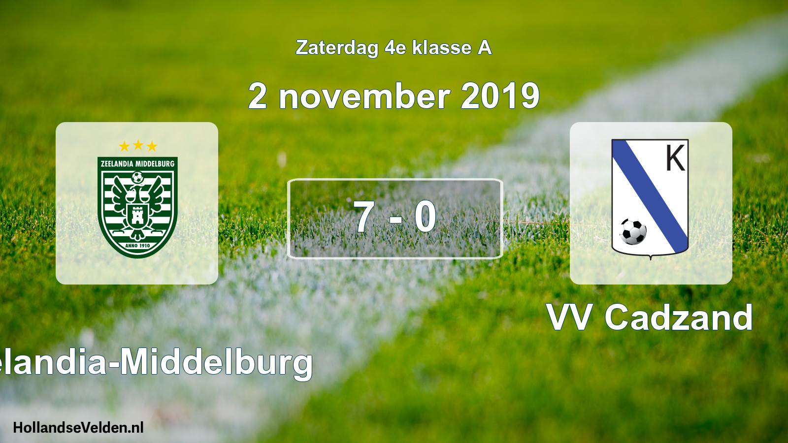Total number of matches played: Zeelandia-Middelburg - VV Cadzand 7 - 0 (2 November 2019)