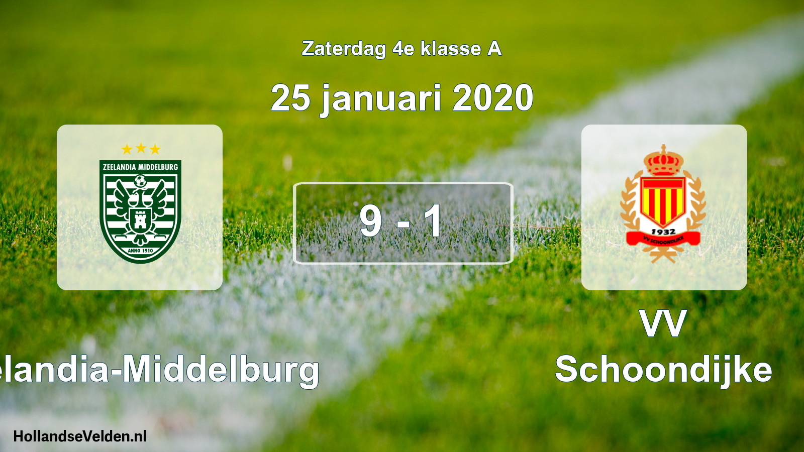Total number of matches played: Zeelandia-Middelburg - VV Schoondijke 9 - 1 (25 January 2020)