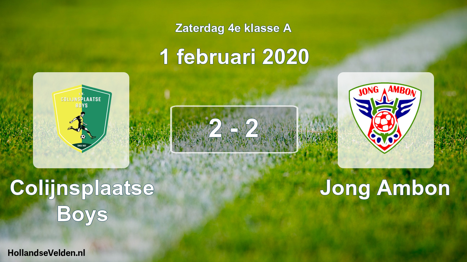 Total number of matches played: Colijnsplaatse Boys - Jong Ambon 2 - 2 (1 February 2020)