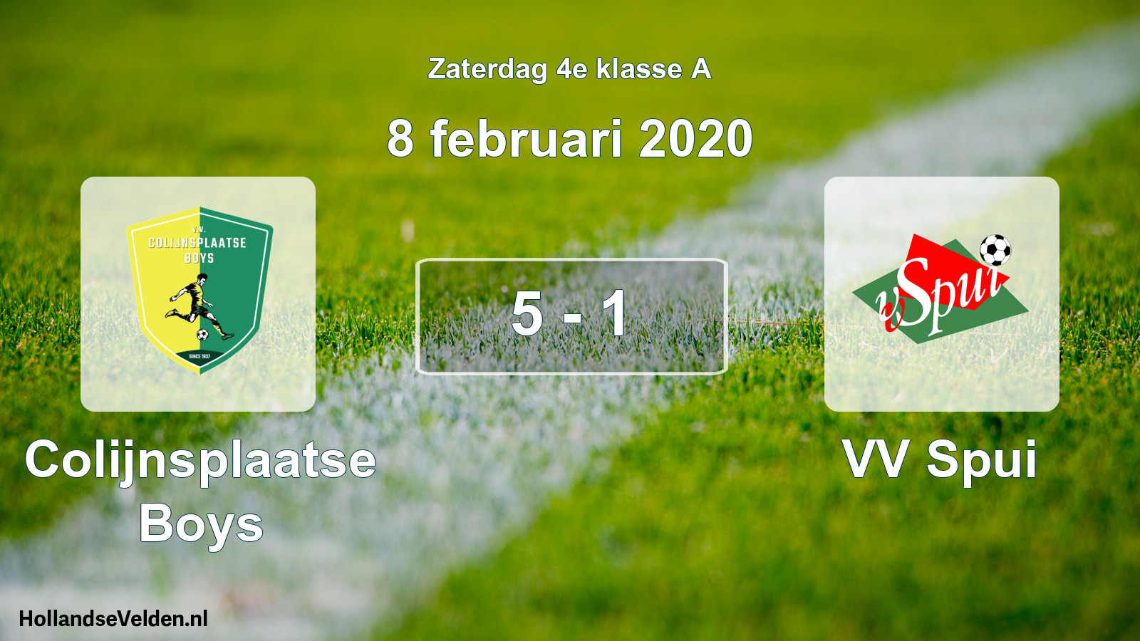 Total number of matches played: Colijnsplaatse Boys - VV Spui 5 - 1 (8 February 2020)