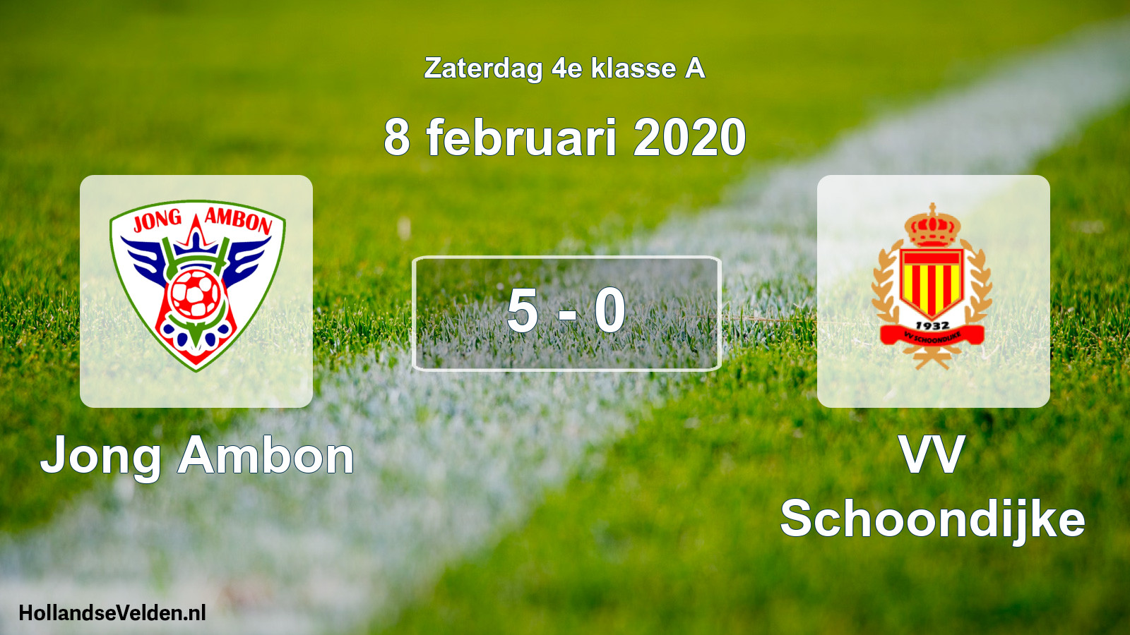 Total number of matches played: Jong Ambon - VV Schoondijke 5 - 0 (8 February 2020)