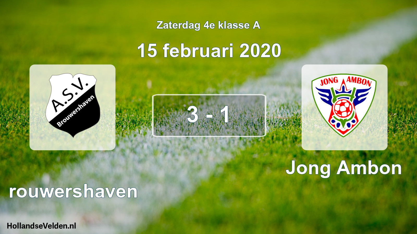 Total number of matches played: Brouwershaven - Jong Ambon 3 - 1 (15 February 2020)