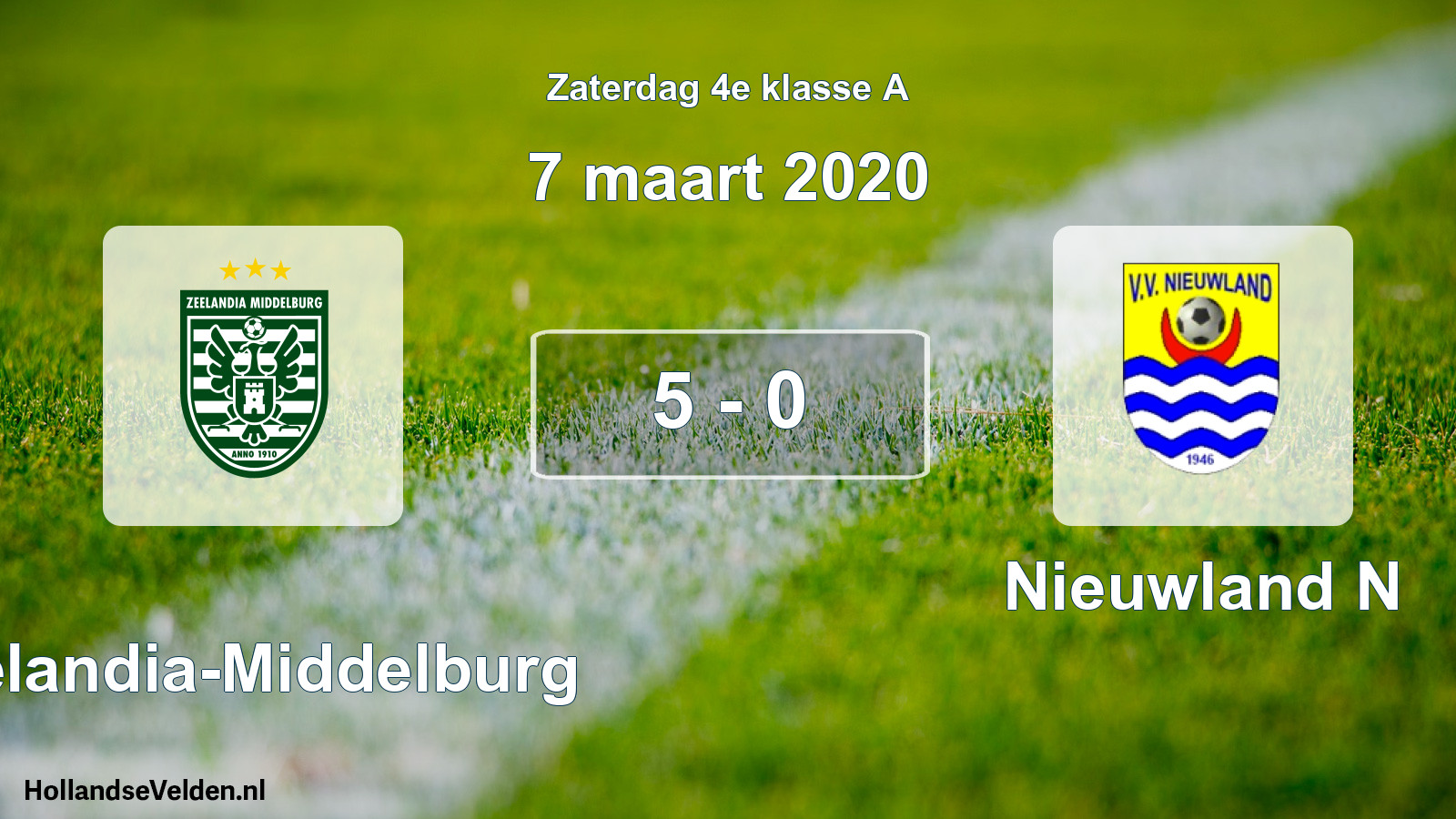 Total number of matches played: Zeelandia-Middelburg - Nieuwland N 5 - 0 (7 March 2020)