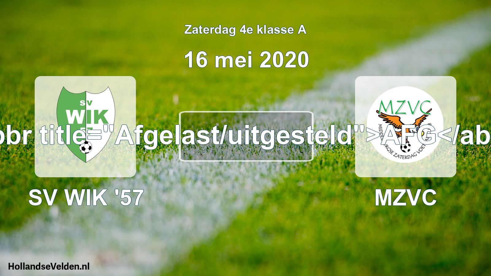Scheduled Match: SV WIK '57 - MZVC (16 May 2020)