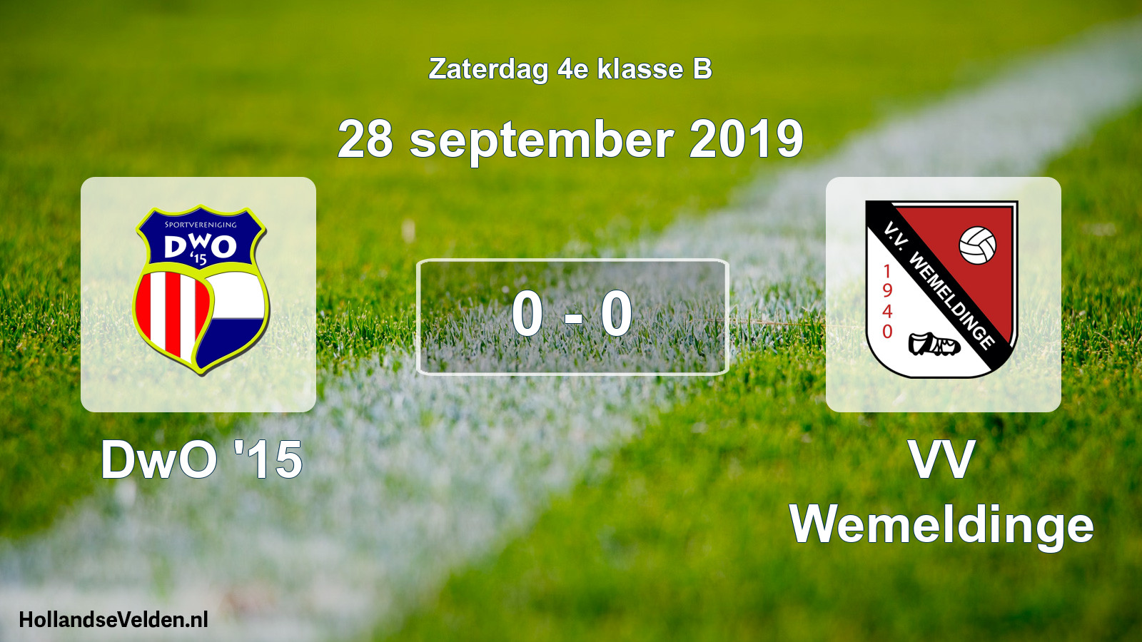 Total number of matches played: DwO '15 - VV Wemeldinge 0 - 0 (28 September 2019)