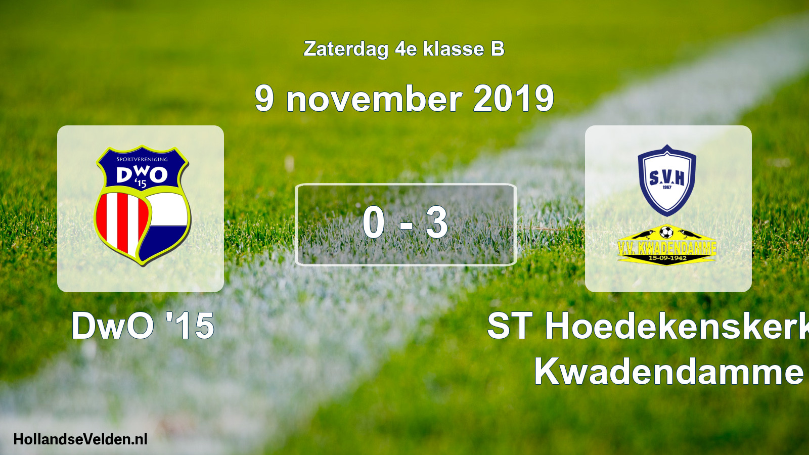 Total number of matches played: DwO '15 - ST Hoedekenskerke/ Kwadendamme 0 - 3 (9 November 2019)