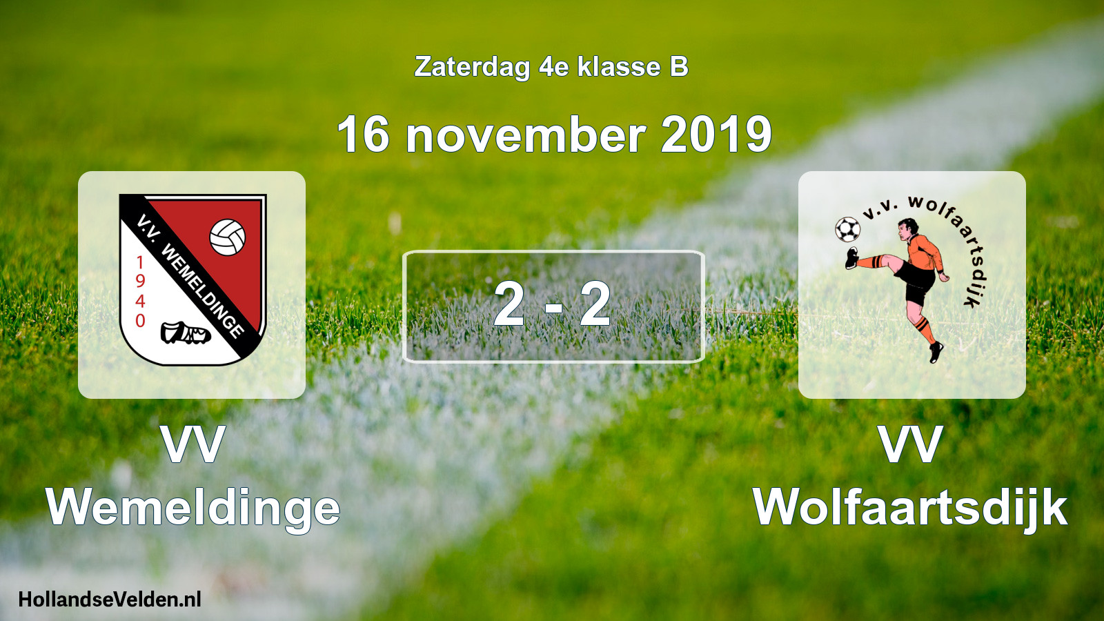 Total number of matches played: VV Wemeldinge - VV Wolfaartsdijk 2 - 2 (16 November 2019)