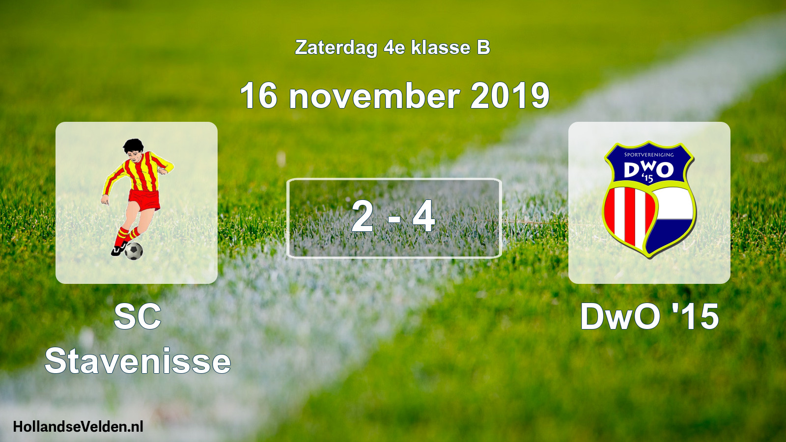 Total number of matches played: SC Stavenisse - DwO '15 2 - 4 (16 November 2019)