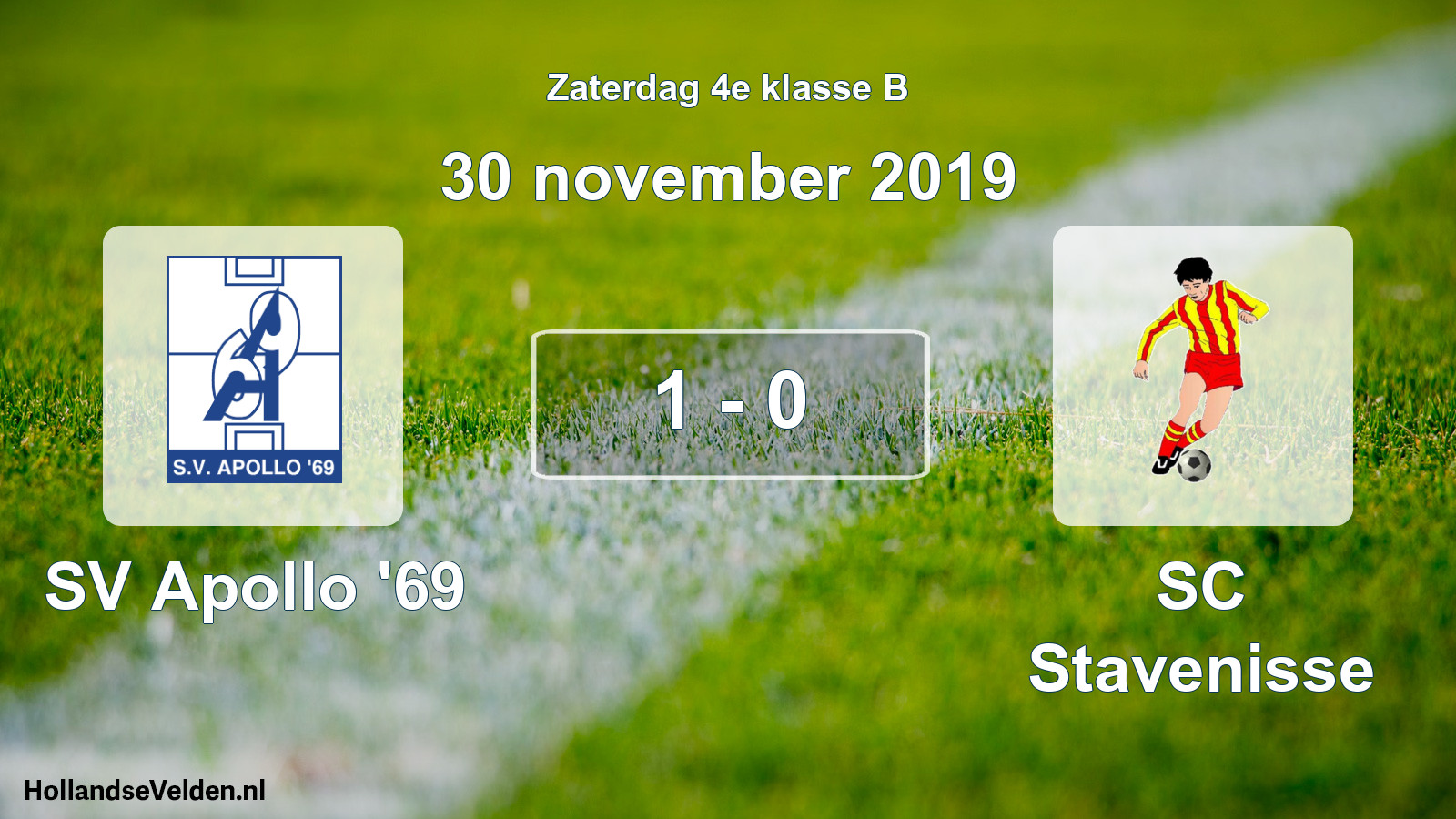 Total number of matches played: SV Apollo '69 - SC Stavenisse 1 - 0 (30 November 2019)