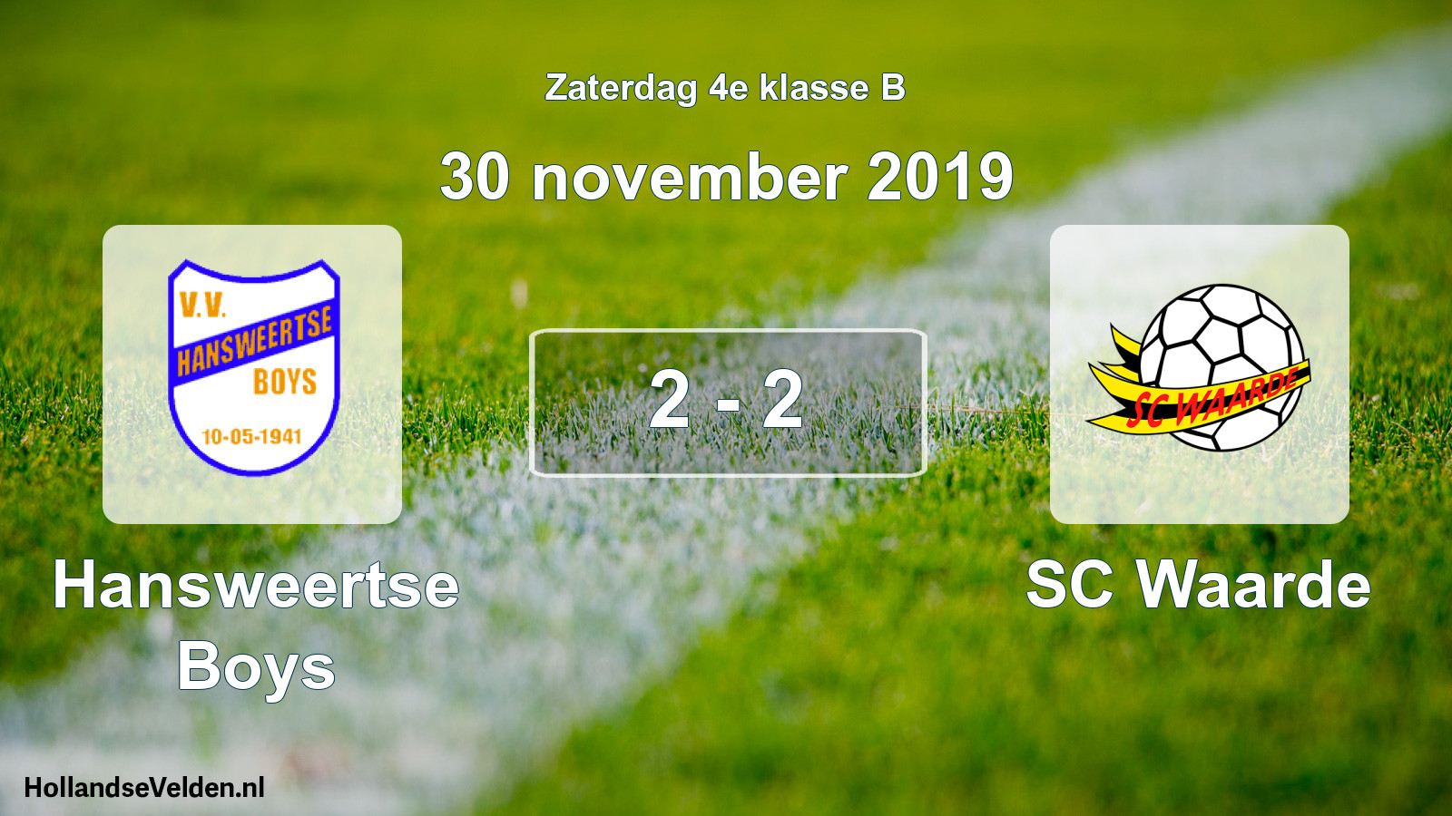 Total number of matches played: Hansweertse Boys - SC Waarde 2 - 2 (30 November 2019)
