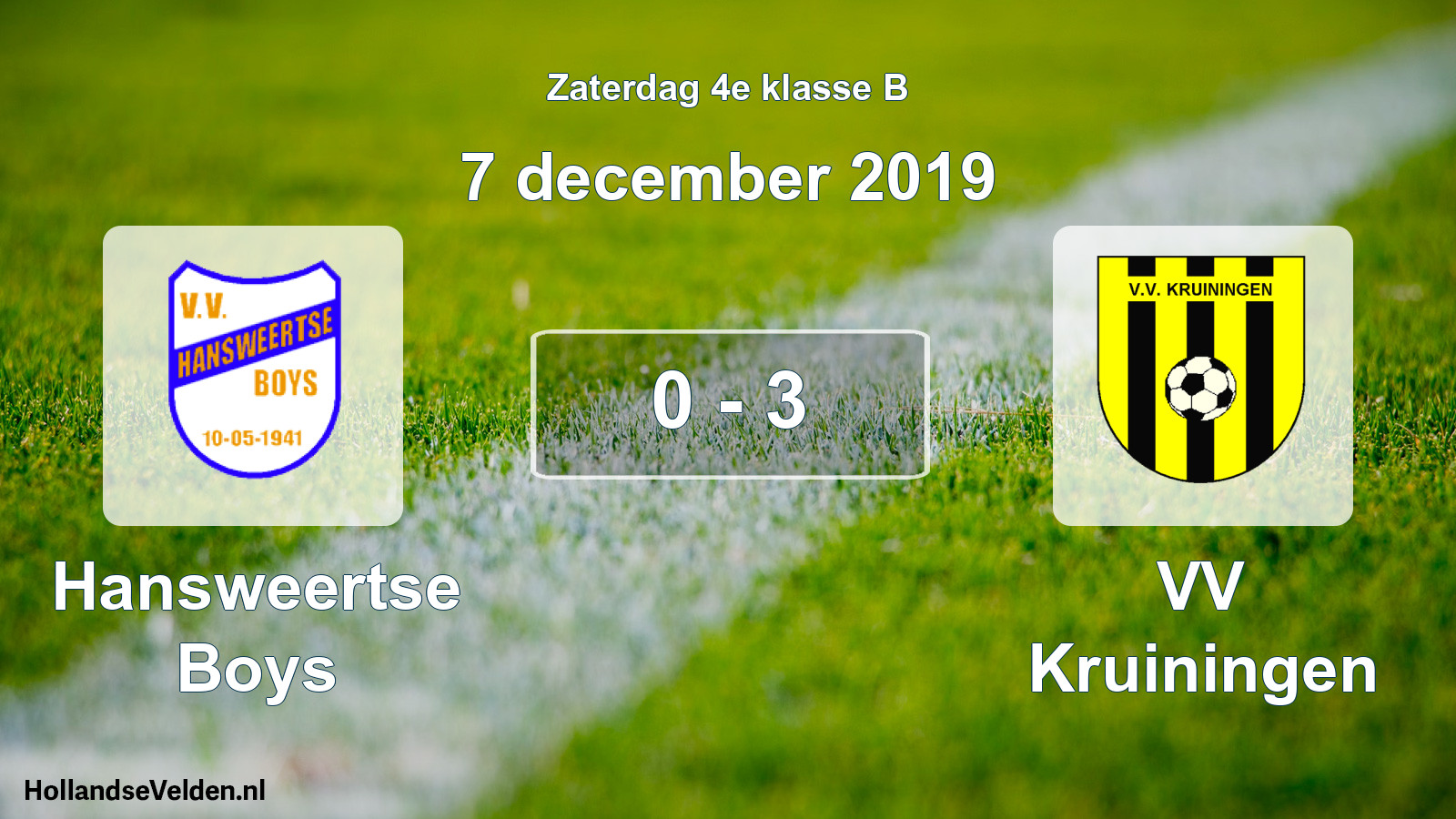Total number of matches played: Hansweertse Boys - VV Kruiningen 0 - 3 (7 December 2019)