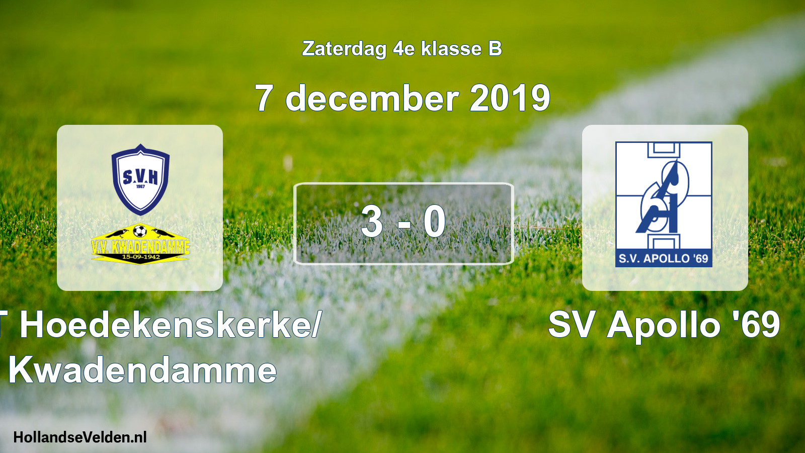 Total number of matches played: ST Hoedekenskerke/ Kwadendamme - SV Apollo '69 3 - 0 (7 December 2019)