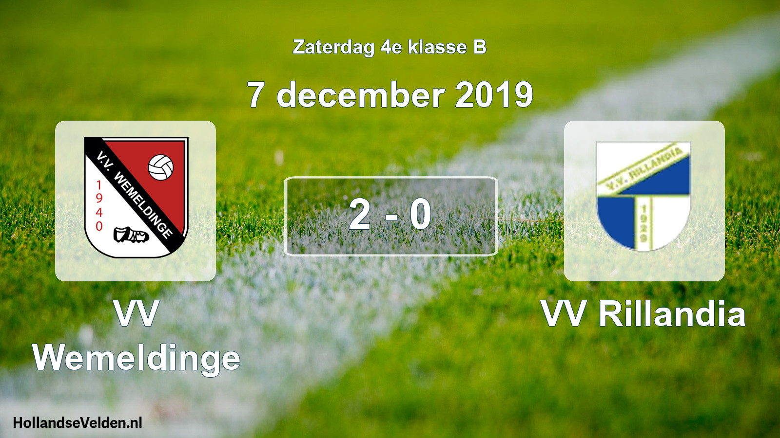 Total number of matches played: VV Wemeldinge - VV Rillandia 2 - 0 (7 December 2019)