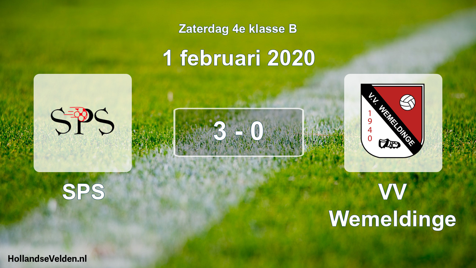 Total number of matches played: SPS - VV Wemeldinge 3 - 0 (1 February 2020)