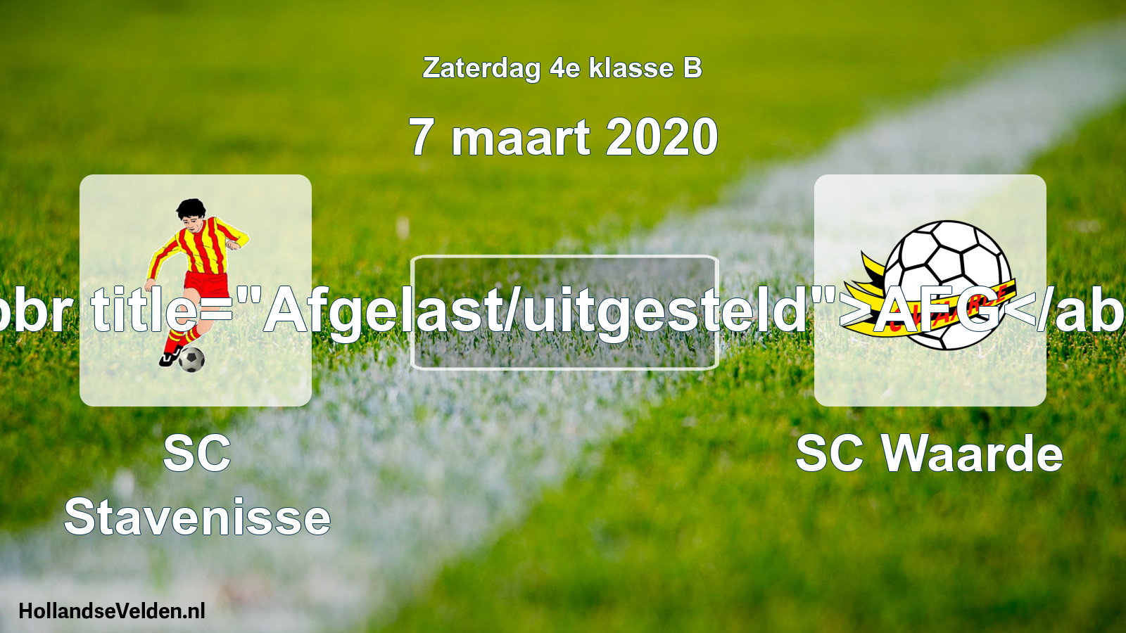 Scheduled Match: SC Stavenisse - SC Waarde (7 March 2020)
