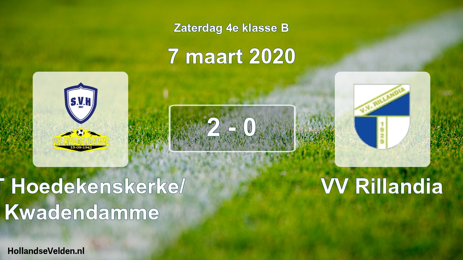 Total number of matches played: ST Hoedekenskerke/ Kwadendamme - VV Rillandia 2 - 0 (7 March 2020)