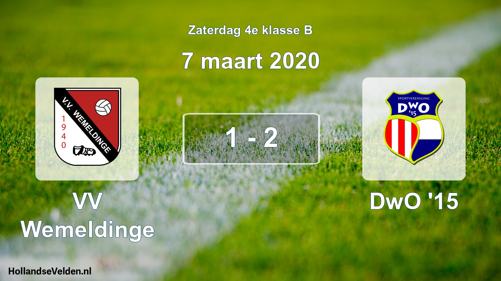 Total number of matches played: VV Wemeldinge - DwO '15 1 - 2 (7 March 2020)