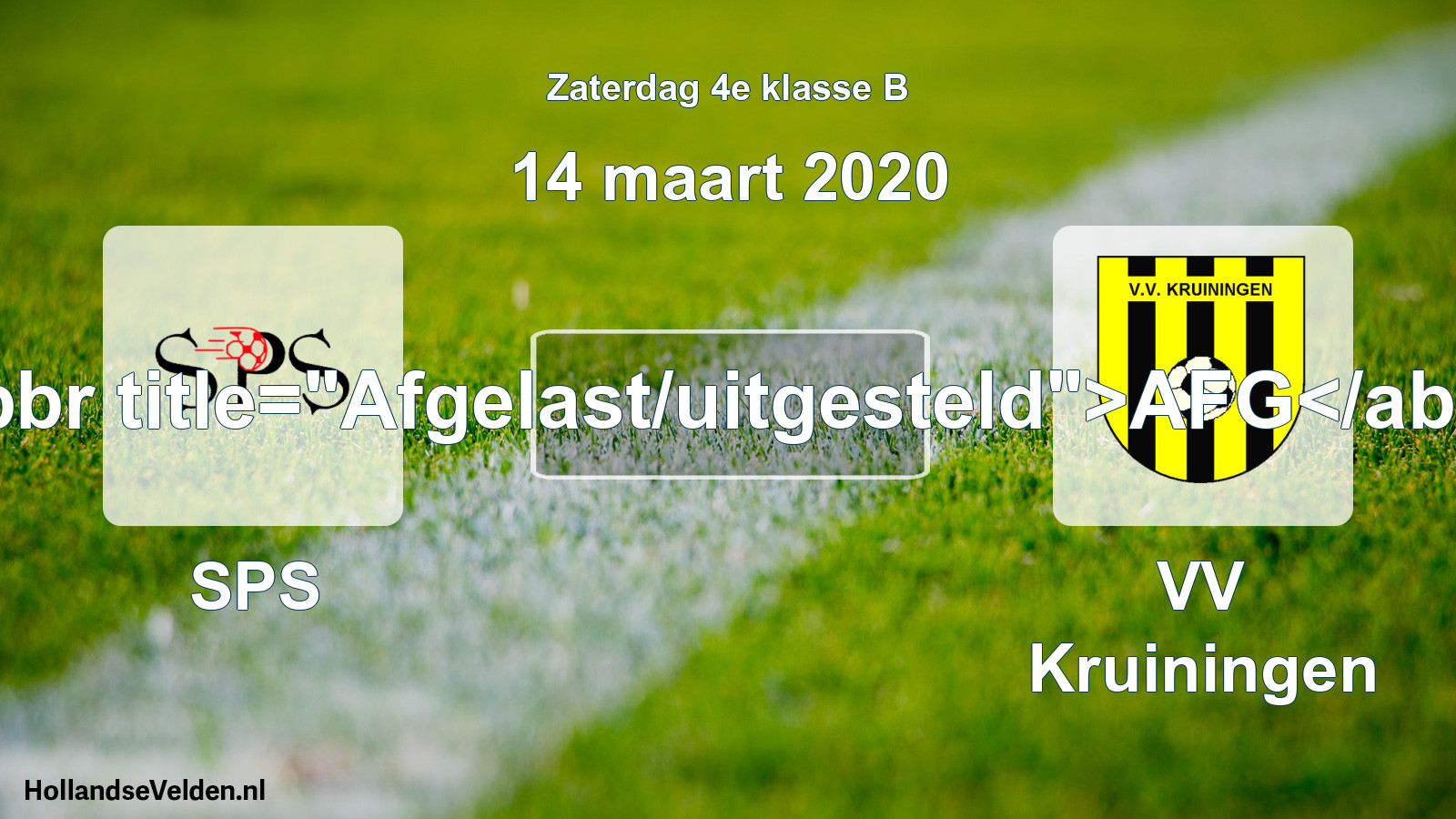 Scheduled Match: SPS - VV Kruiningen (14 March 2020)