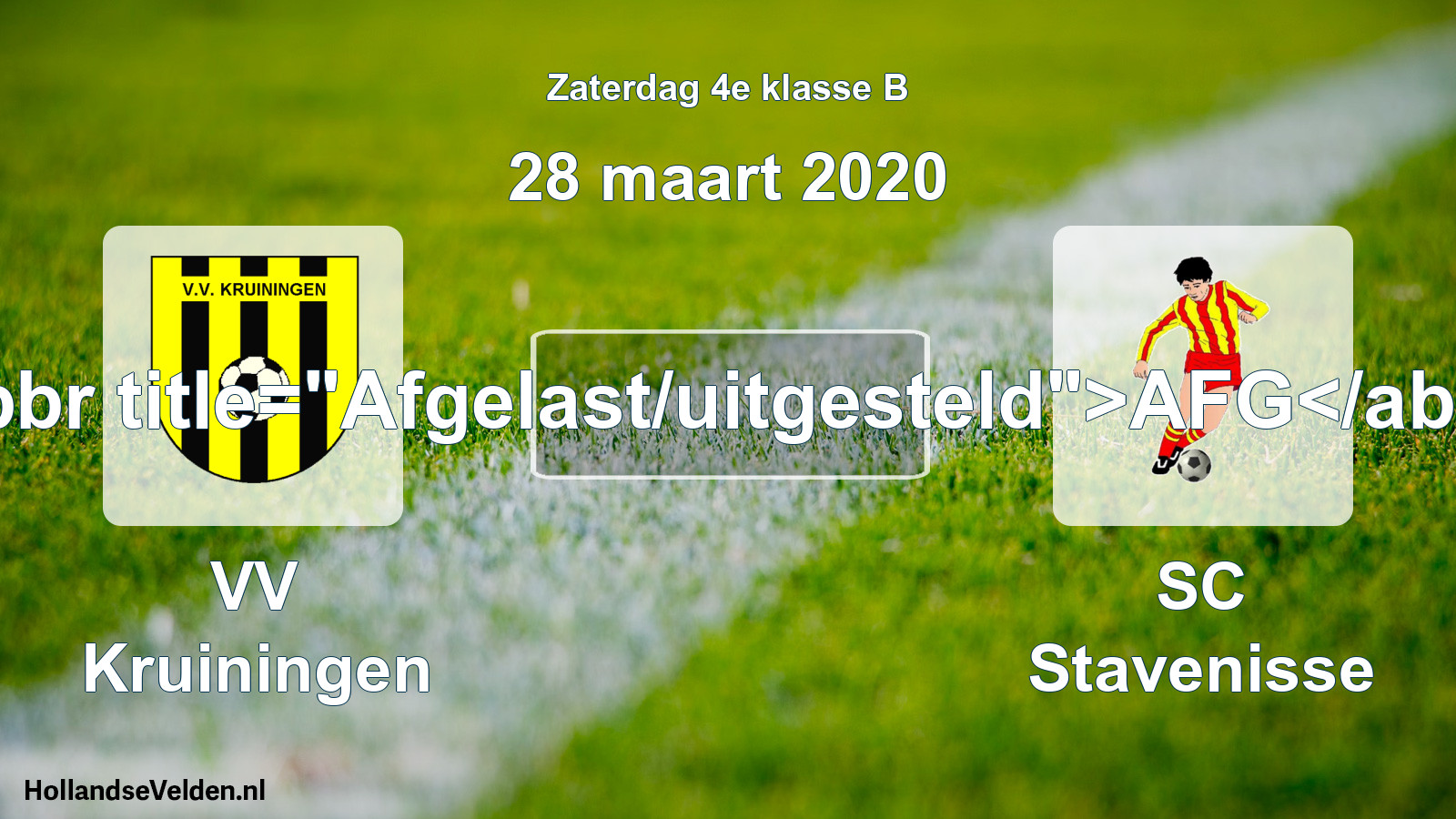 Scheduled Match: VV Kruiningen - SC Stavenisse (28 March 2020)