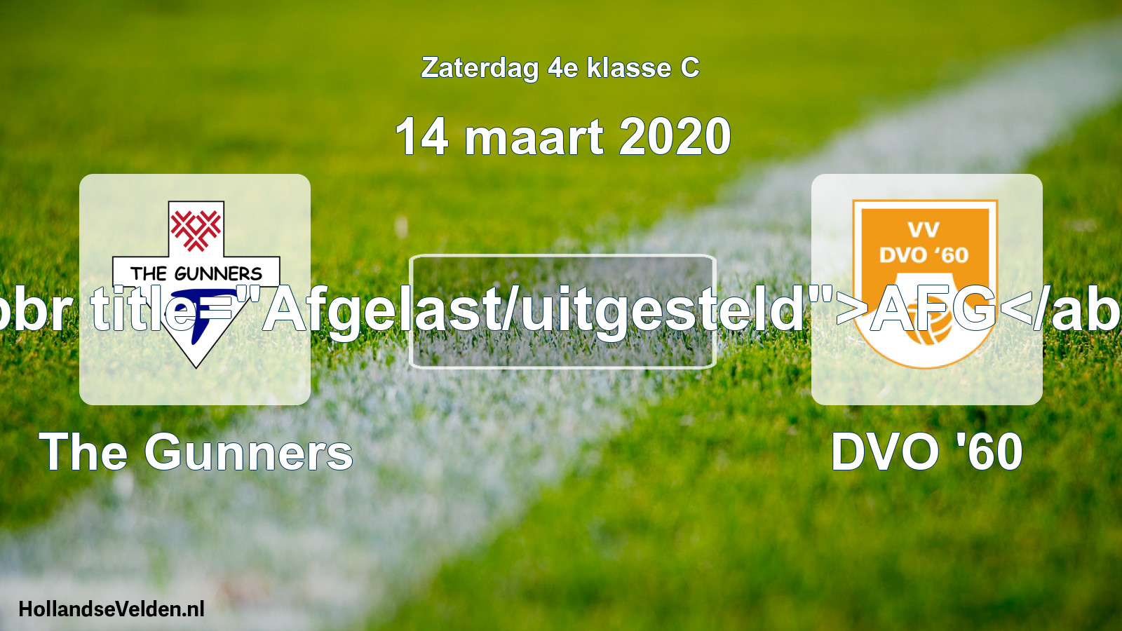 Scheduled Match: The Gunners - DVO '60 (14 March 2020)