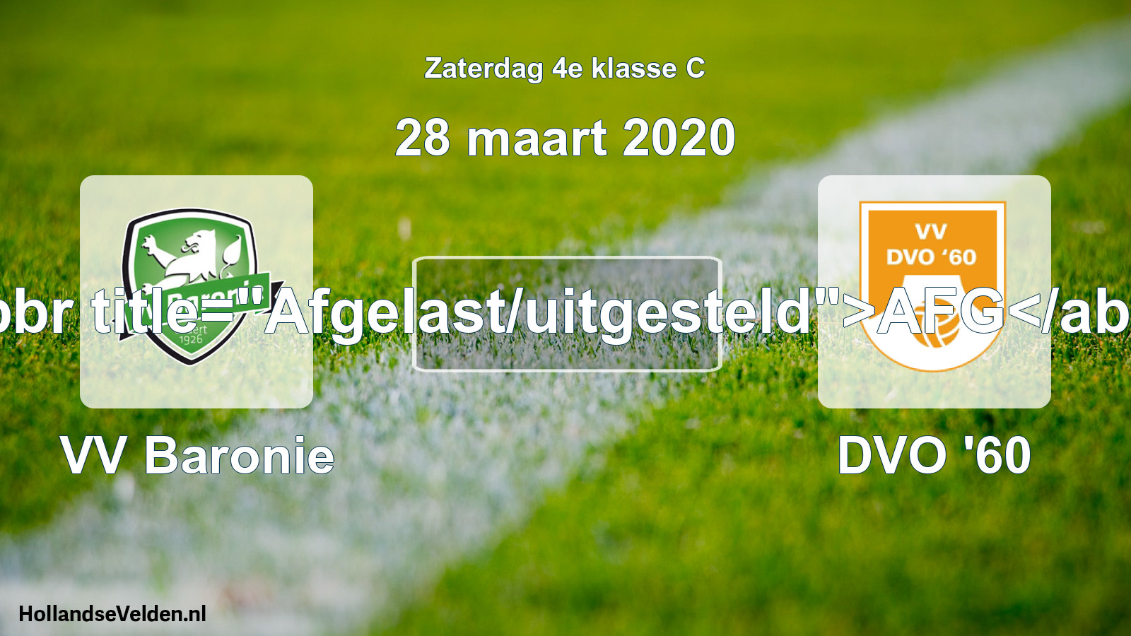 Scheduled Match: VV Baronie - DVO '60 (28 March 2020)