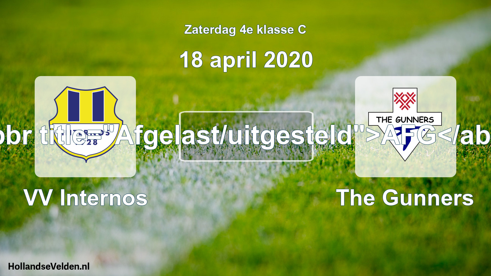 Scheduled Match: VV Internos - The Gunners (18 April 2020)