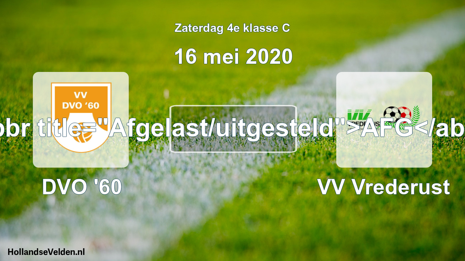 Scheduled Match: DVO '60 - VV Vrederust (16 May 2020)