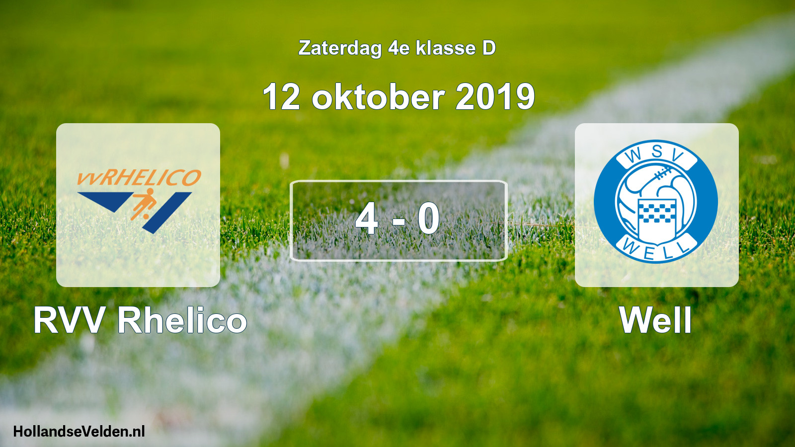 Total number of matches played: RVV Rhelico - Well 4 - 0 (12 October 2019)