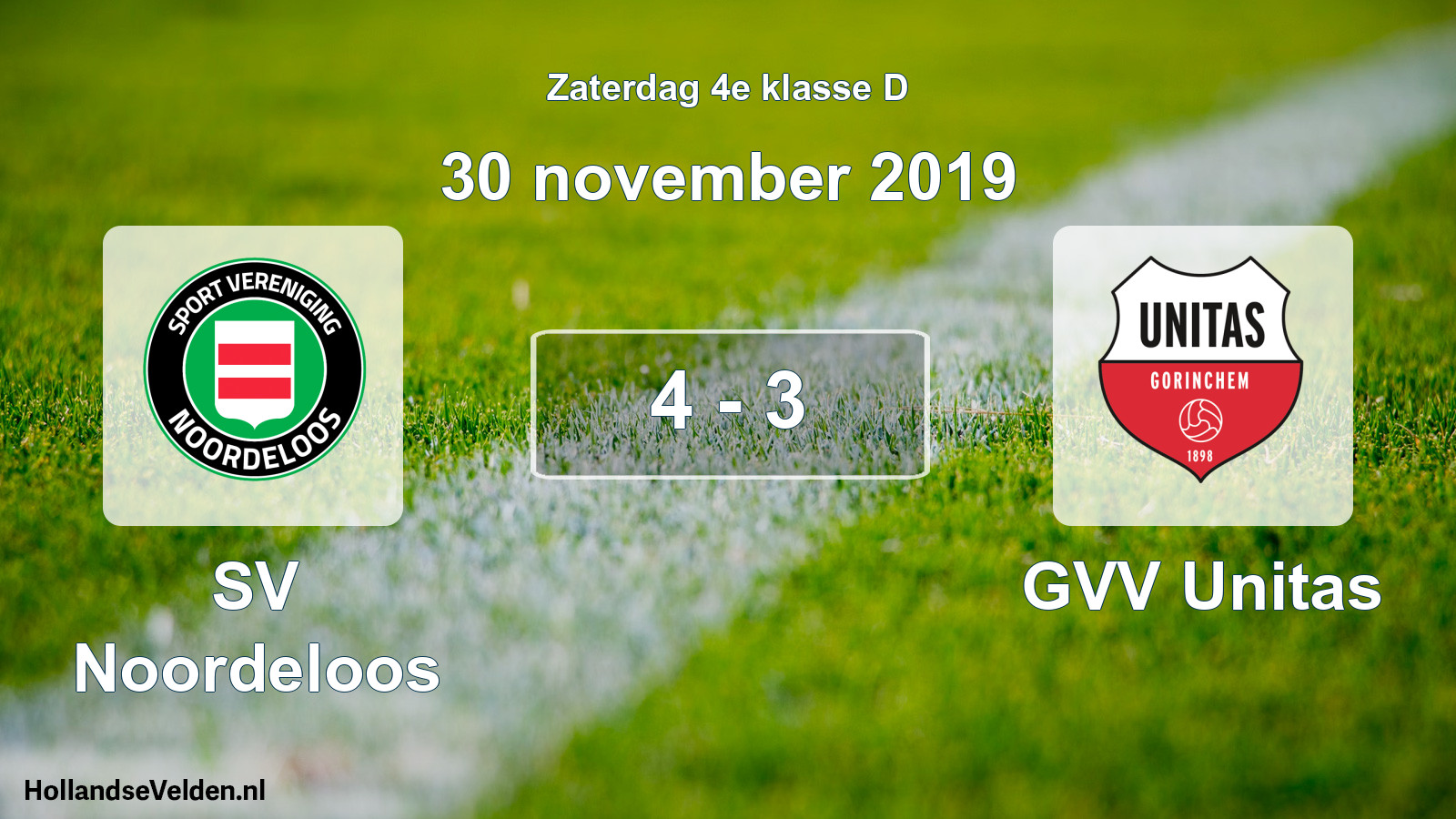 Total number of matches played: SV Noordeloos - GVV Unitas 4 - 3 (30 November 2019)