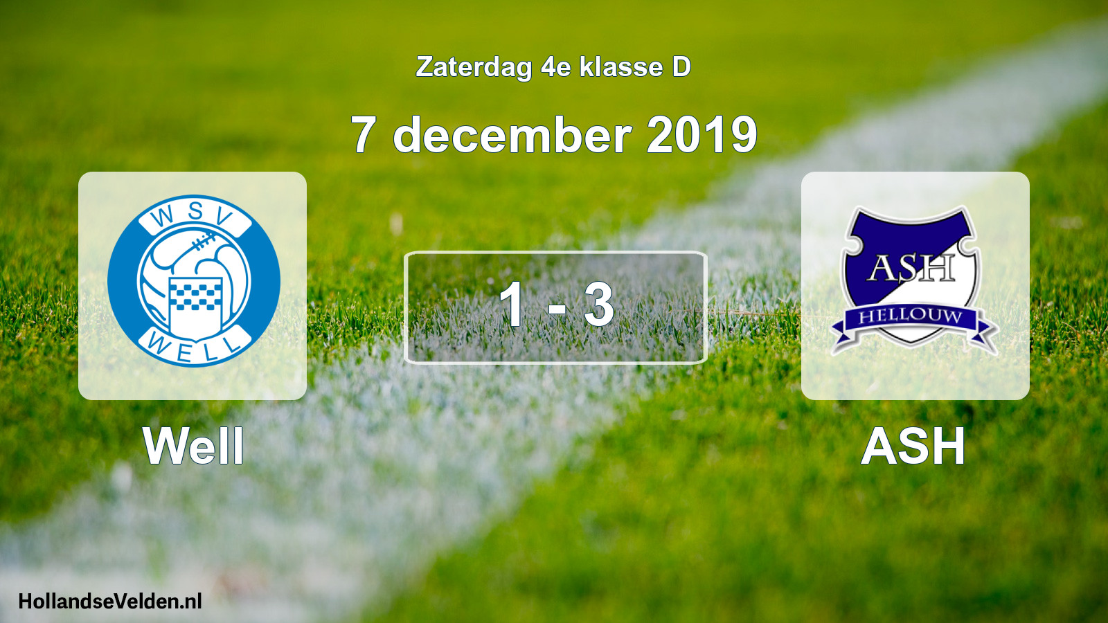 Total number of matches played: Well - ASH 1 - 3 (7 December 2019)