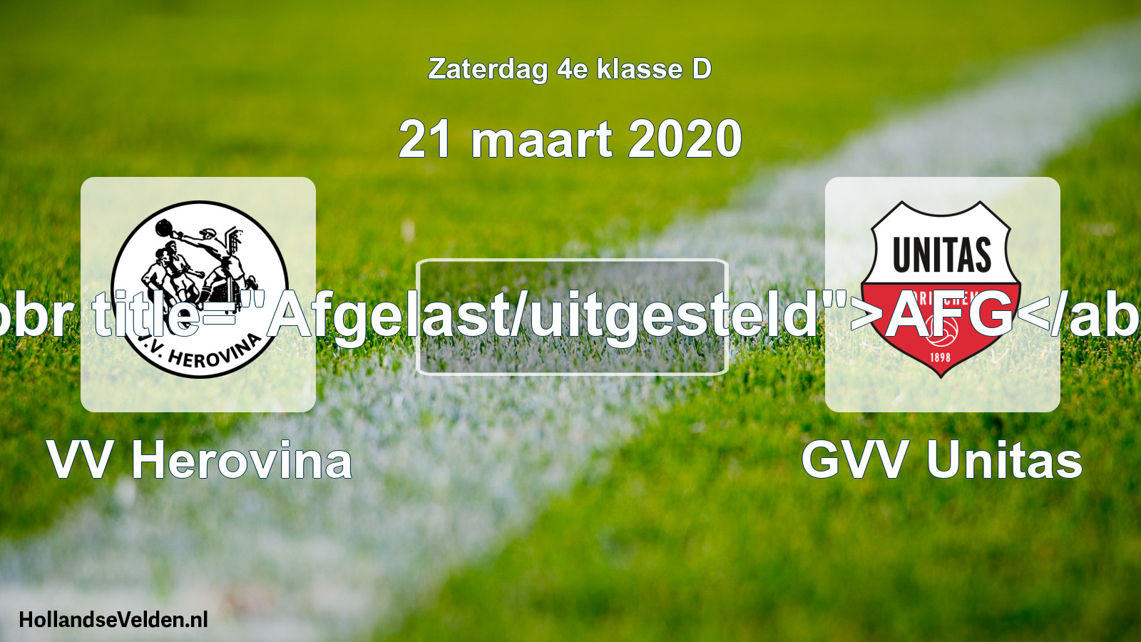 Scheduled Match: VV Herovina - GVV Unitas (21 March 2020)