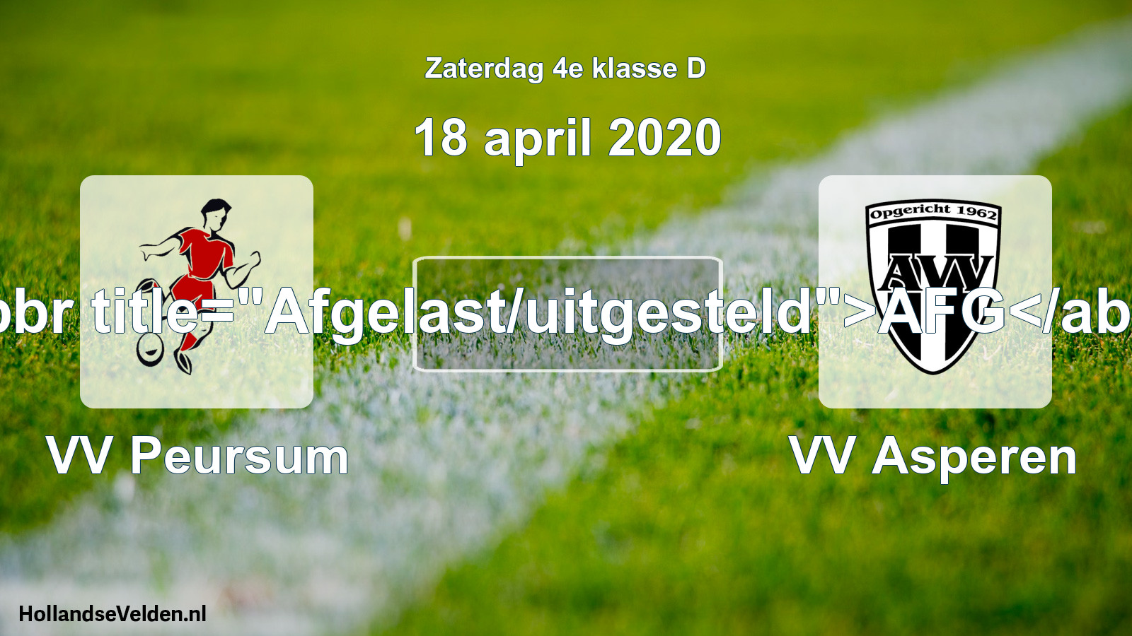Scheduled Match: VV Peursum - VV Asperen (18 April 2020)