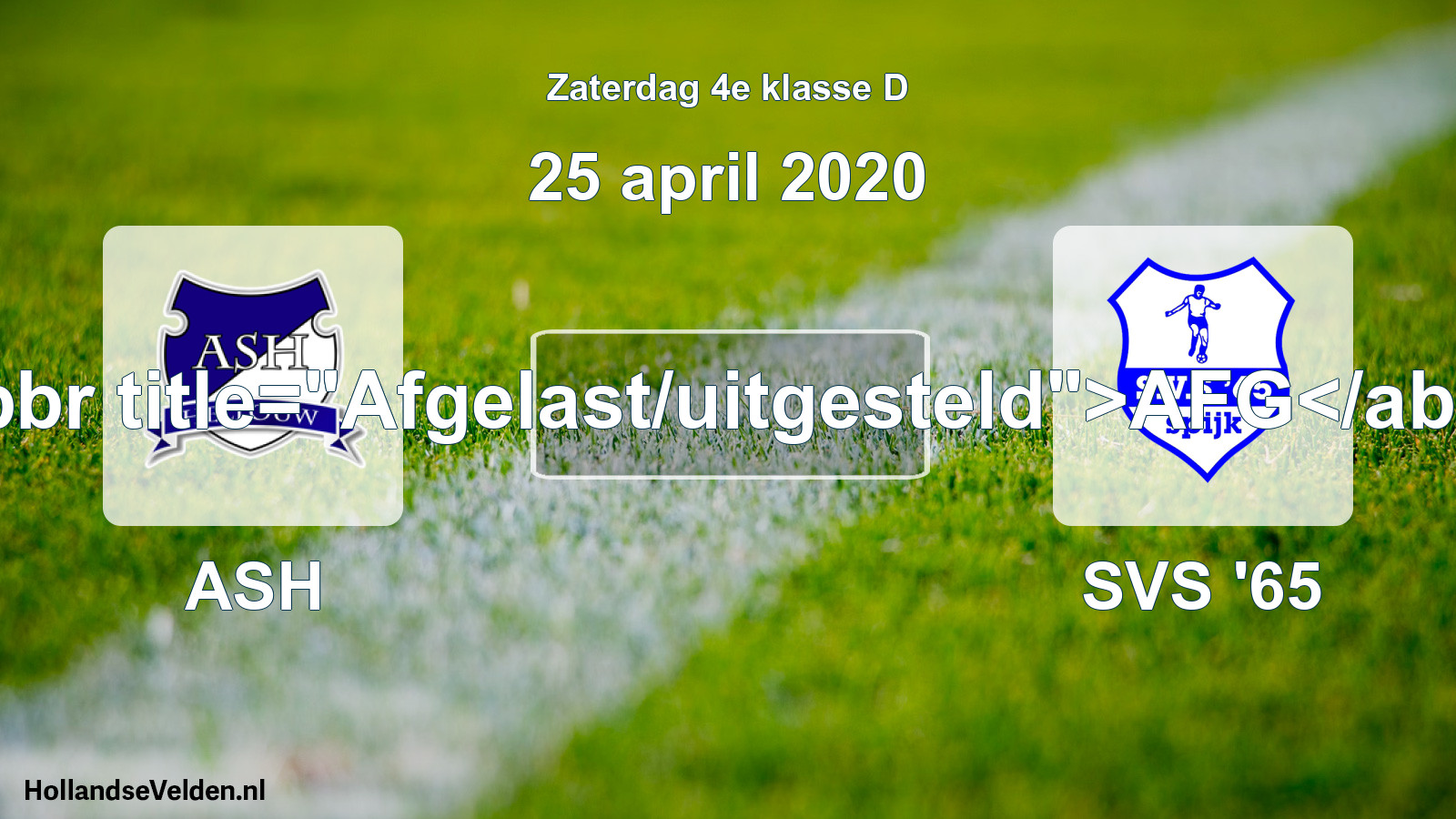 Scheduled Match: ASH - SVS '65 (25 April 2020)