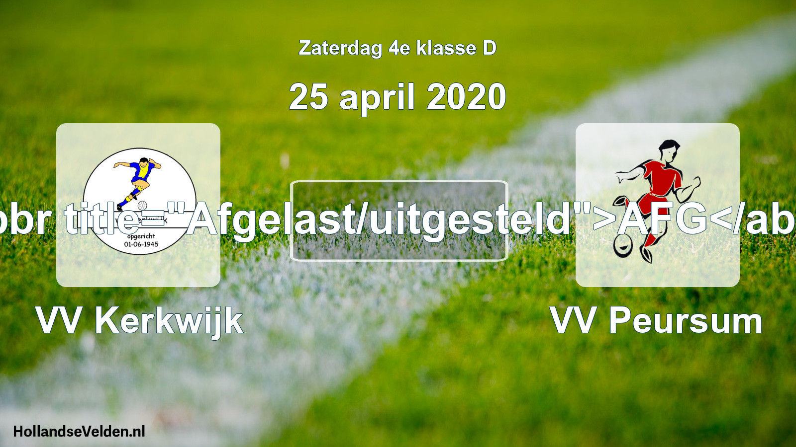 Scheduled Match: VV Kerkwijk - VV Peursum (25 April 2020)