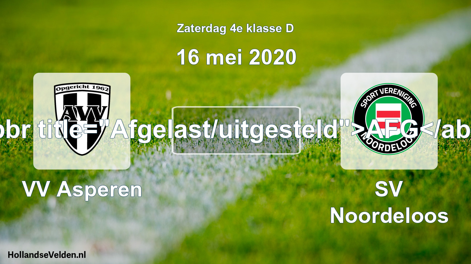 Scheduled Match: VV Asperen - SV Noordeloos (16 May 2020)