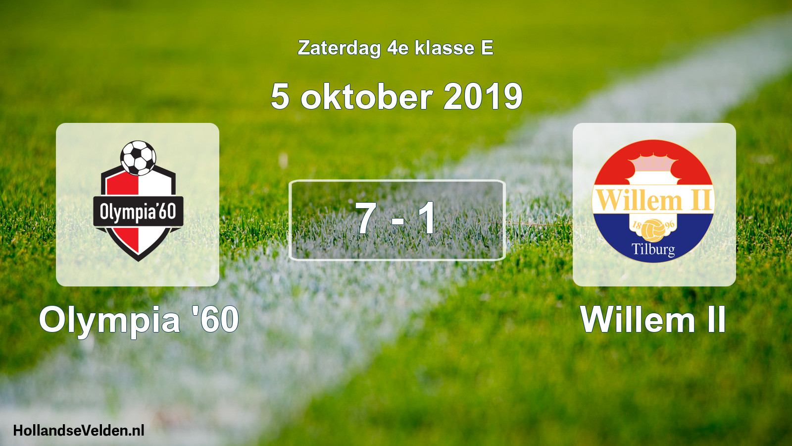 Total number of matches played: Olympia '60 - Willem II 7 - 1 (5 October 2019)