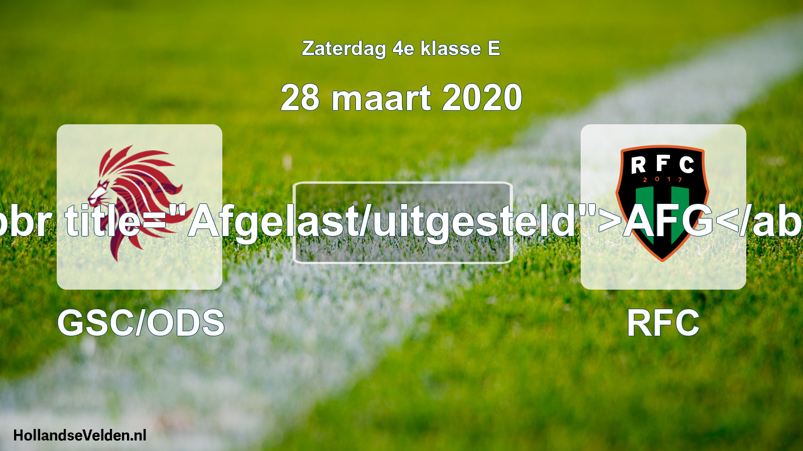 Scheduled Match: GSC/ODS - RFC (28 March 2020)