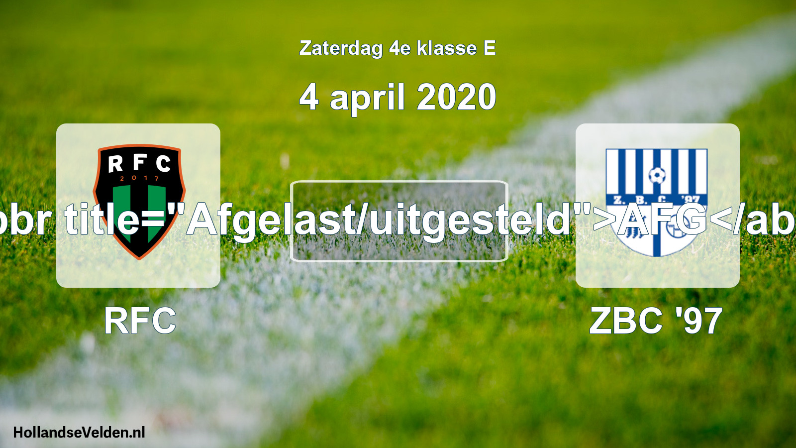 Scheduled Match: RFC - ZBC '97 (4 April 2020)