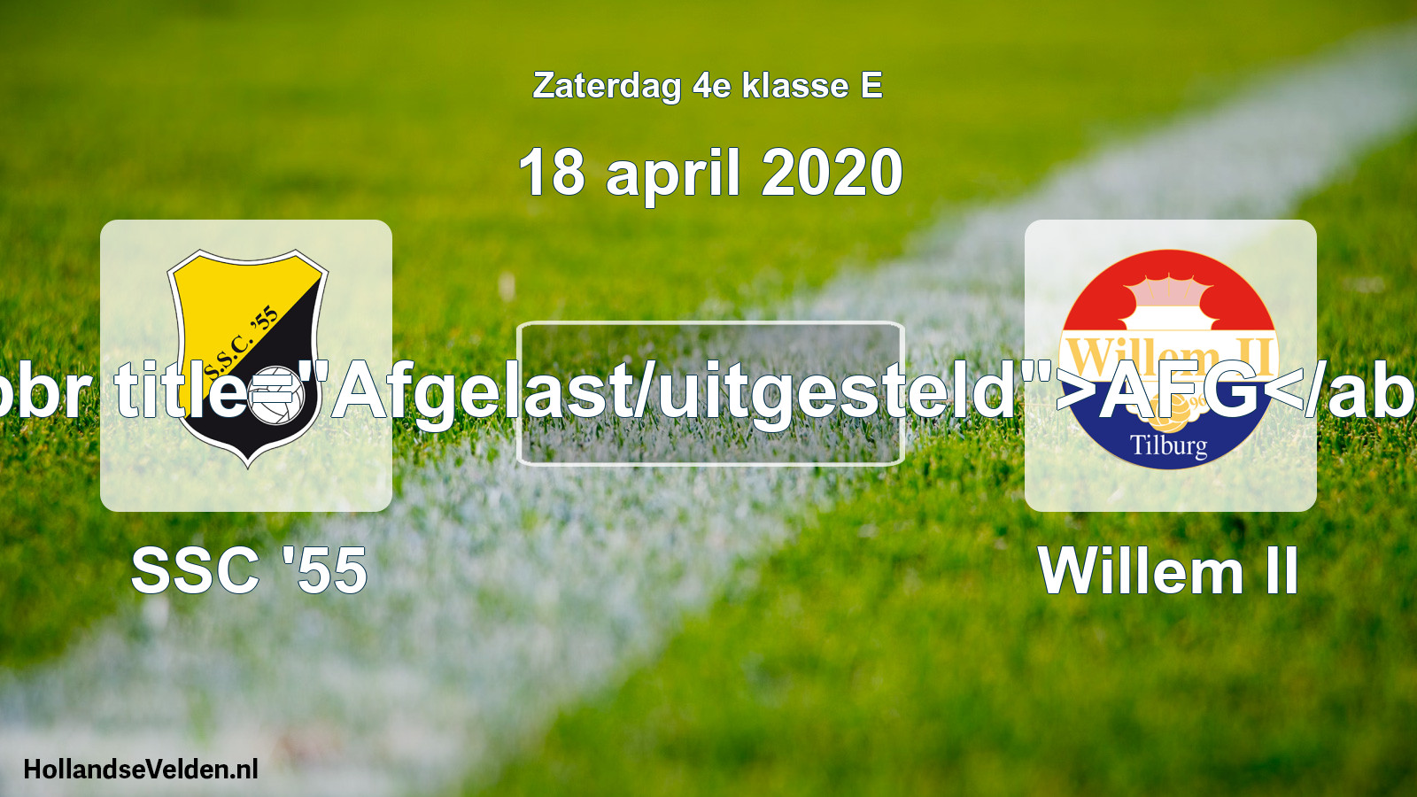 Scheduled Match: SSC '55 - Willem II (18 April 2020)