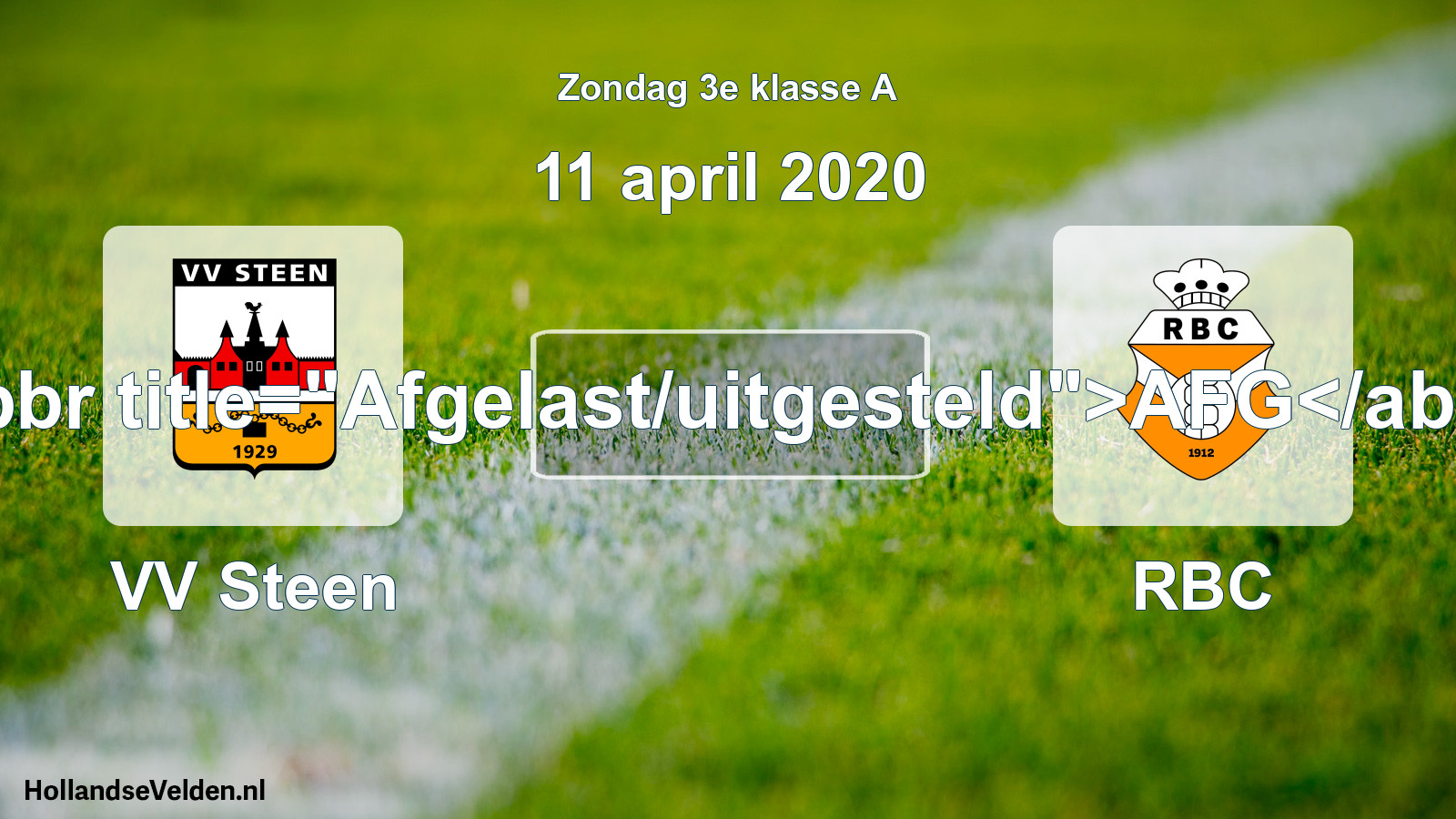 Scheduled Match: VV Steen - RBC (11 April 2020)