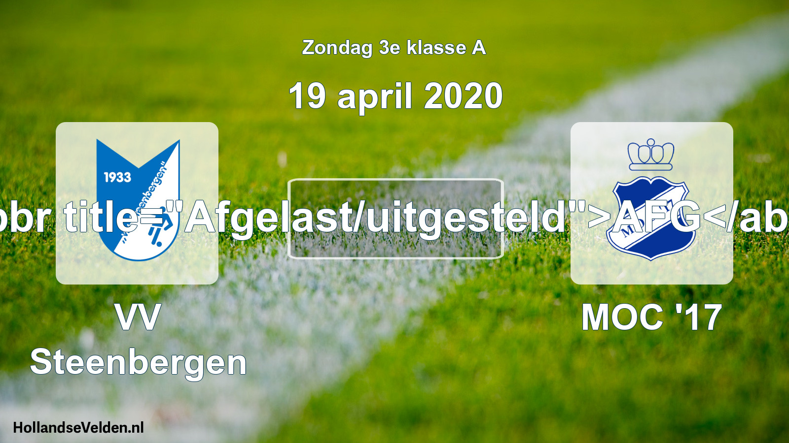 Scheduled Match: VV Steenbergen - MOC '17 (19 April 2020)