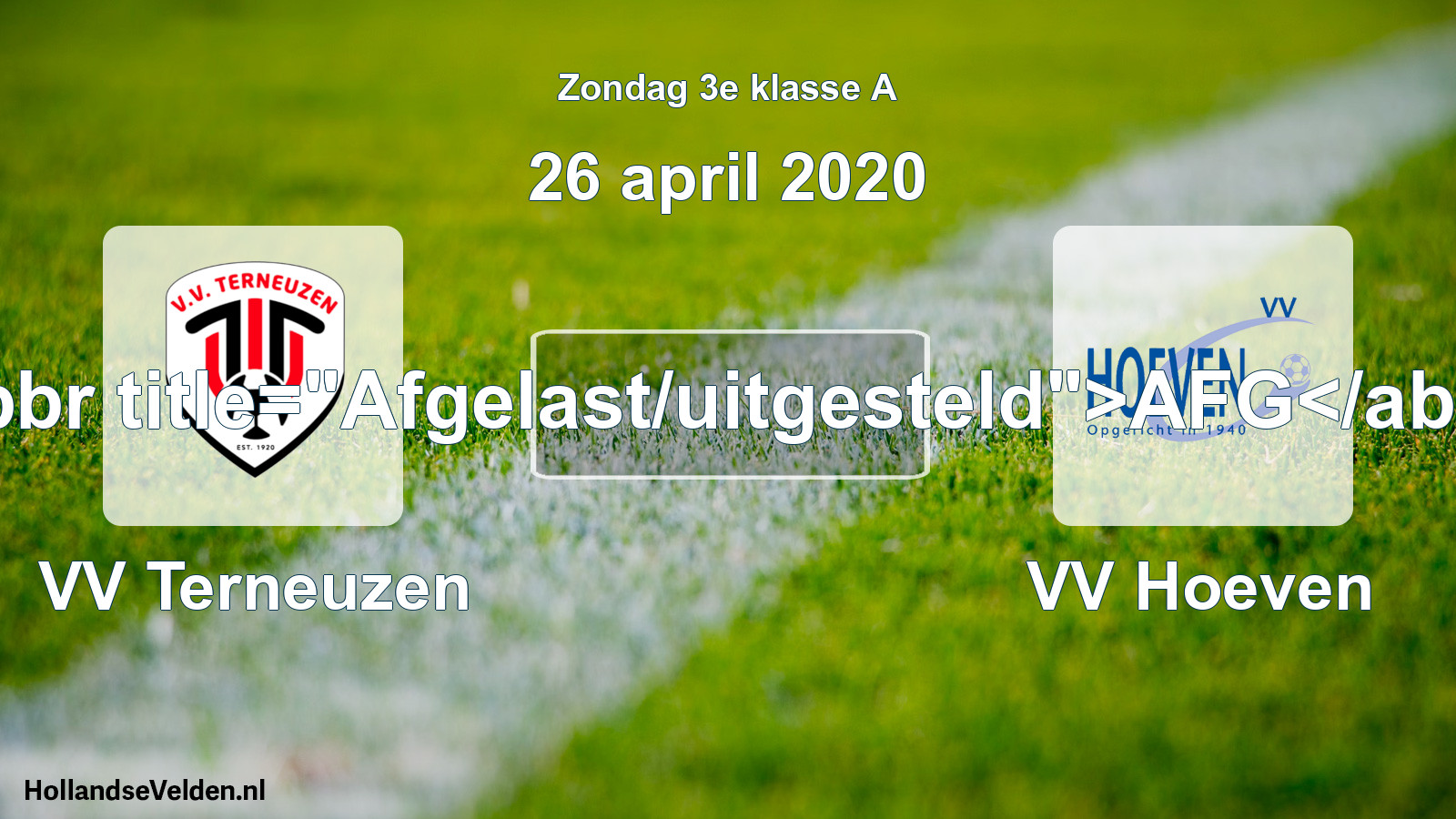 Scheduled Match: VV Terneuzen - VV Hoeven (26 April 2020)