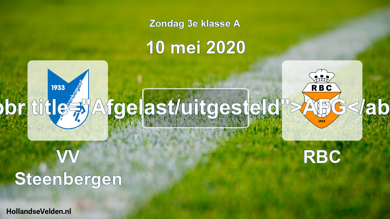 Scheduled Match: VV Steenbergen - RBC (10 May 2020)