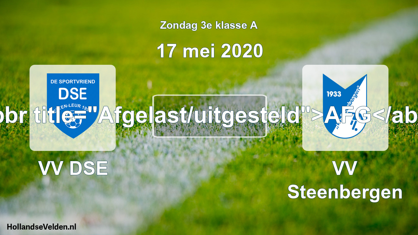 Scheduled Match: VV DSE - VV Steenbergen (17 May 2020)