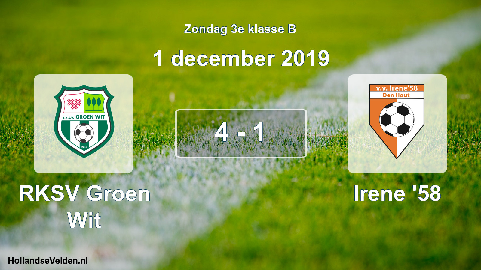 Total number of matches played: RKSV Groen Wit - Irene '58 4 - 1 (1 December 2019)