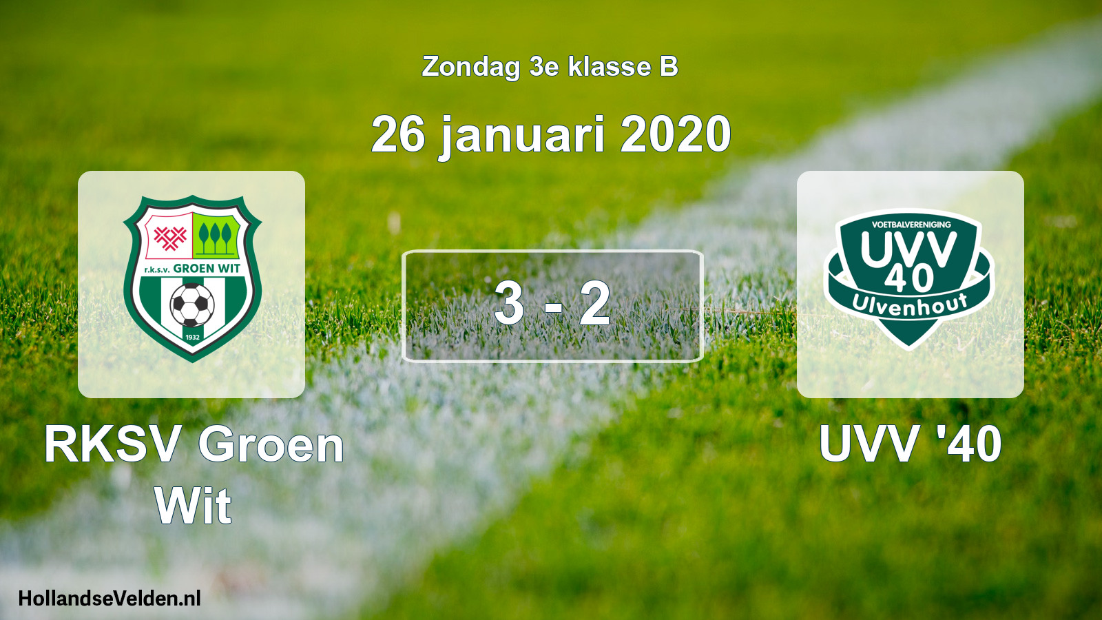 Total number of matches played: RKSV Groen Wit - UVV '40 3 - 2 (26 January 2020)