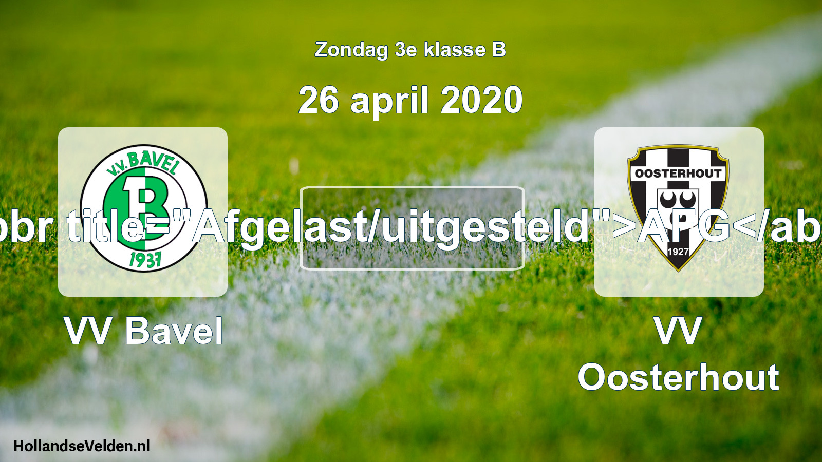 Scheduled Match: VV Bavel - VV Oosterhout (26 April 2020)