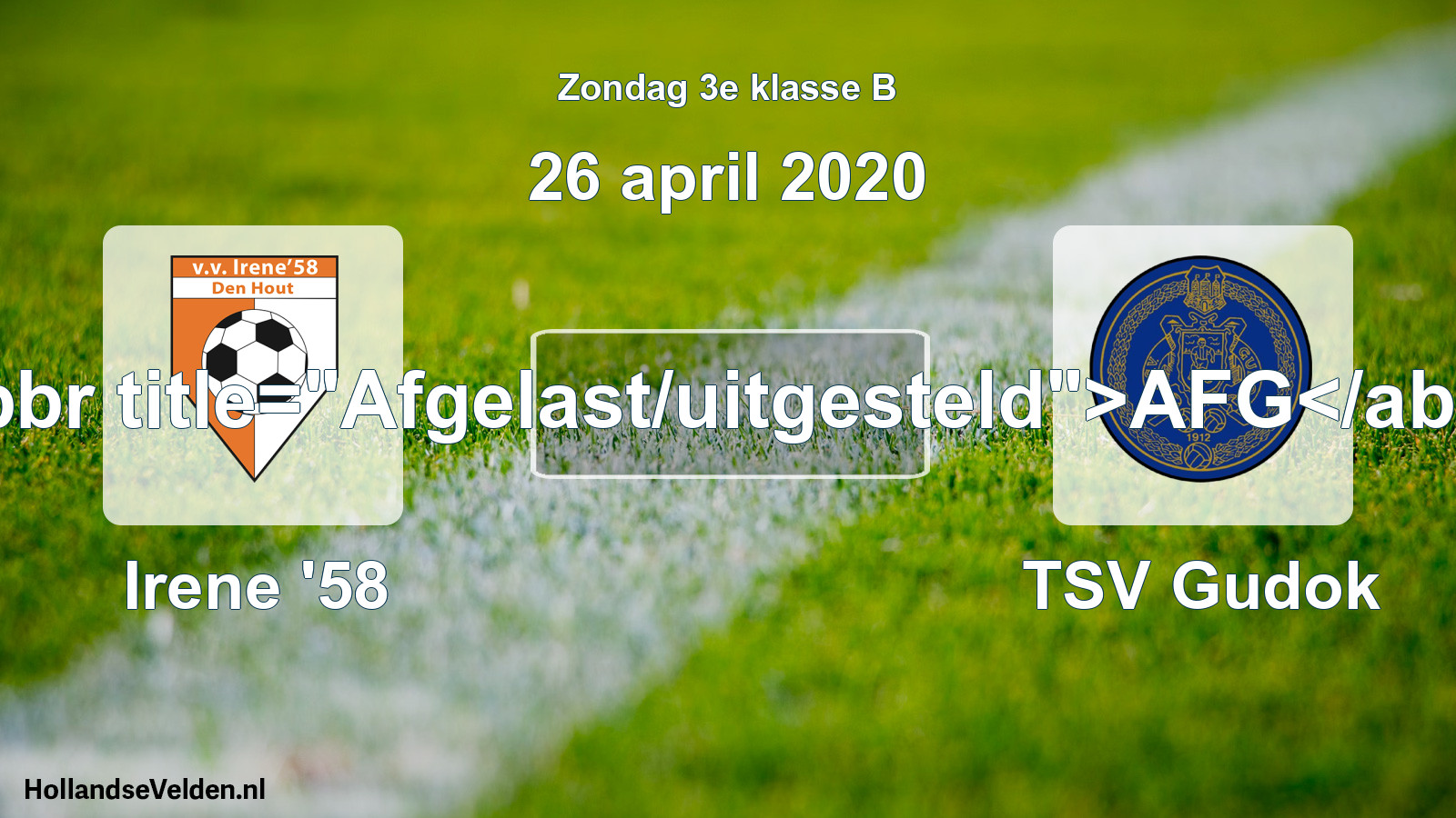 Scheduled Match: Irene '58 - TSV Gudok (26 April 2020)
